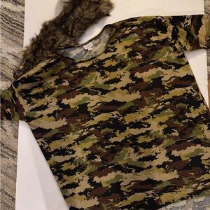 LuLaRoe Camouflage Women's Blouse - Green and Brown